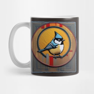 Rustic Titmouse Embroidered Patch Mug